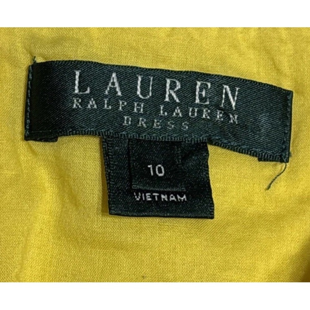 Lauren Ralph Lauren Dress Womens 10 Yellow Key Hole Sleeveless Zip Back Pockets - Picture 6 of 11